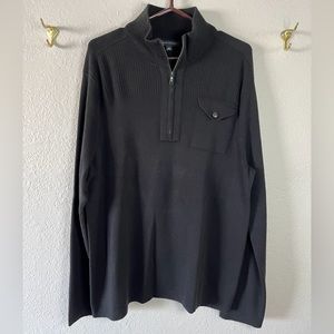 Banana Republic Black 1/4 Zip Wool Blend Sweater Men’s XL Mock Neck Chest Pocket